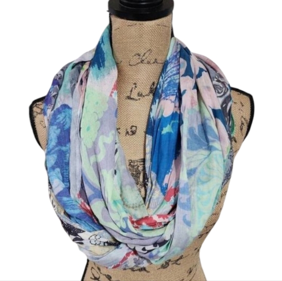 Susannagh Grogan Accessories - Susannagh Grogan floral green blue and pink tones infinity‎ scarf